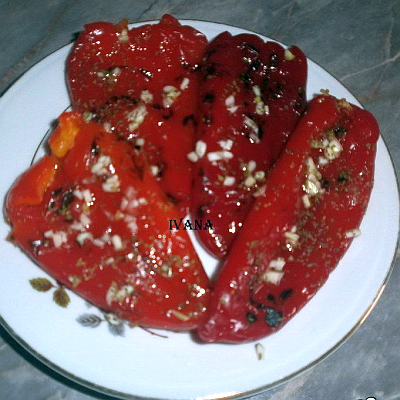 Balkan standard peppers and garlic salad served at Kašika Viljuška Nož in Sarajevo