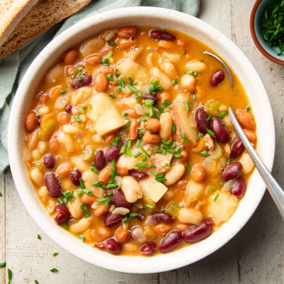 Traditional Bosnian bean soup served at Kašika Viljuška Nož in Sarajevo