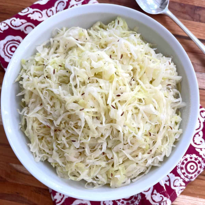 Crunchy cabbage salad served at Kašika Viljuška Nož in Sarajevo