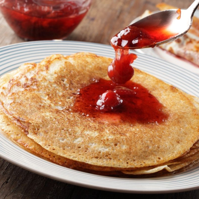 Childhood nostalgia in jam pancakes served at Kašika Viljuška Nož in Sarajevo